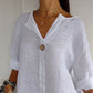 👚Damski lniano-bawełniany wygodny top z dekoltem w szpic