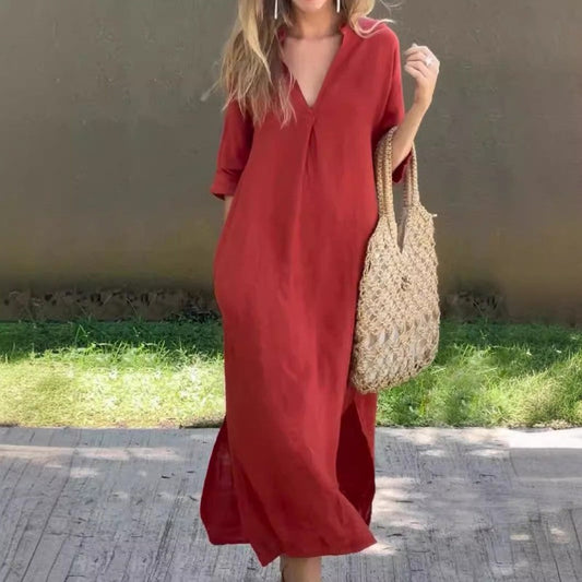 🌸OSTATNI DZIEŃ PROMOCJI - 50% ZNIŻKI🌸Elegancka sukienka z rozcięciem pod szyją