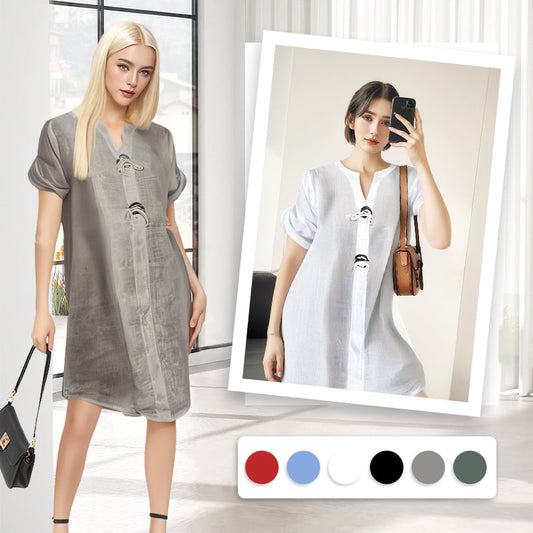 🎁Letnia Gorąca Wyprzedaż 49% ZNIŻKI🩷Casual Plus Size Sukienka tunika zapinana na guziki